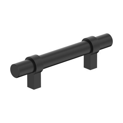 Central 3 inch (76mm) Center-to-Center Matte Black Cabinet Pull - 10 Pack