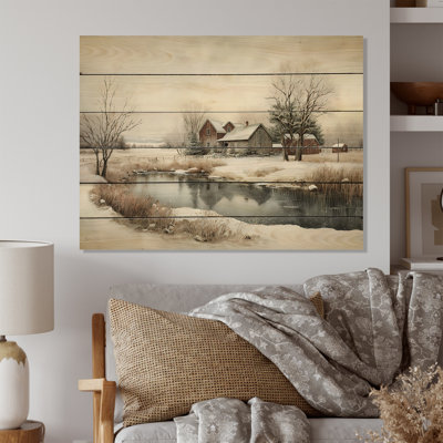 Regina Regina Arkansas Farm In Winter - impression sur bois sans cadre