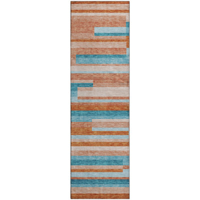 Premium Machine Washable Prisco Orange Rug