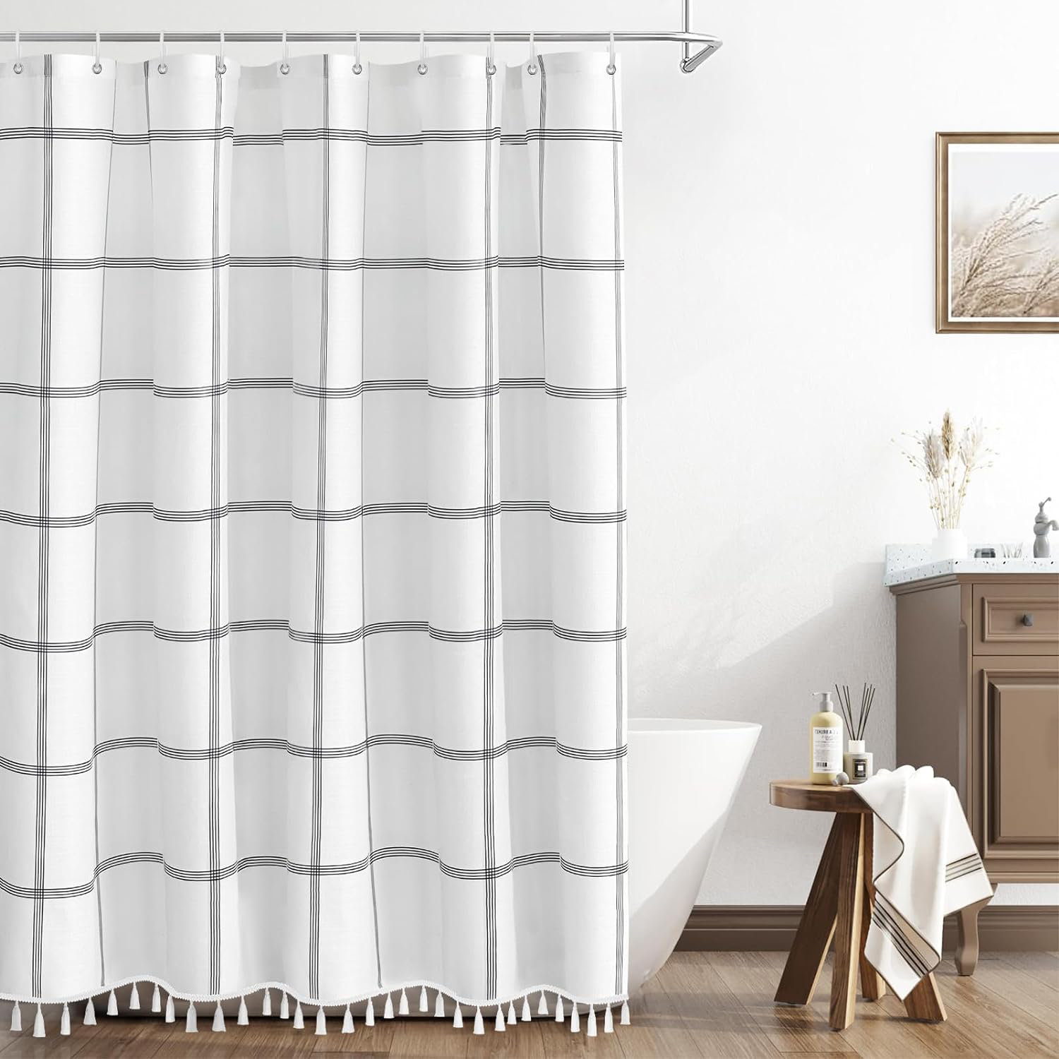 Gracie Oaks Brodench Geometric Shower Curtain with Hooks Included | Wayfair