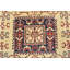 Tapis beige / rouge en laine noué à la main de conception unique 4 pi 10 po x 6 pi 8 po