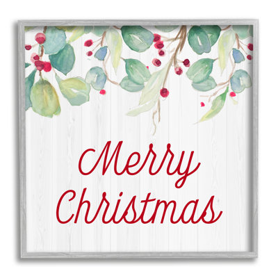 «Merry Christmas Sentiment Festive Falling Red Holly Vines» par Patricia Pinto - Art textuel