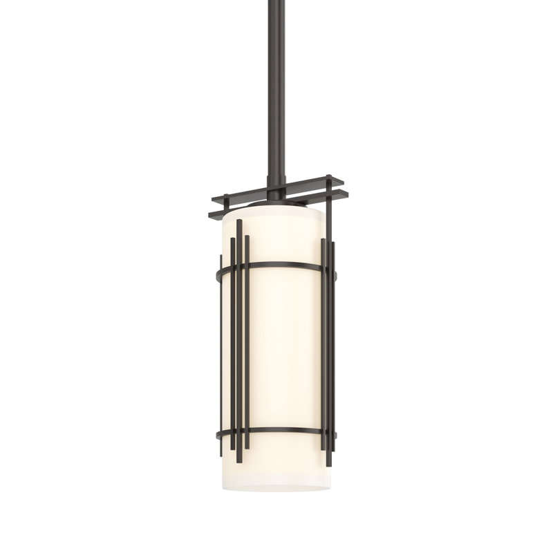 Mini luminaire suspendu Paralline - verre opale, Bronze huilé