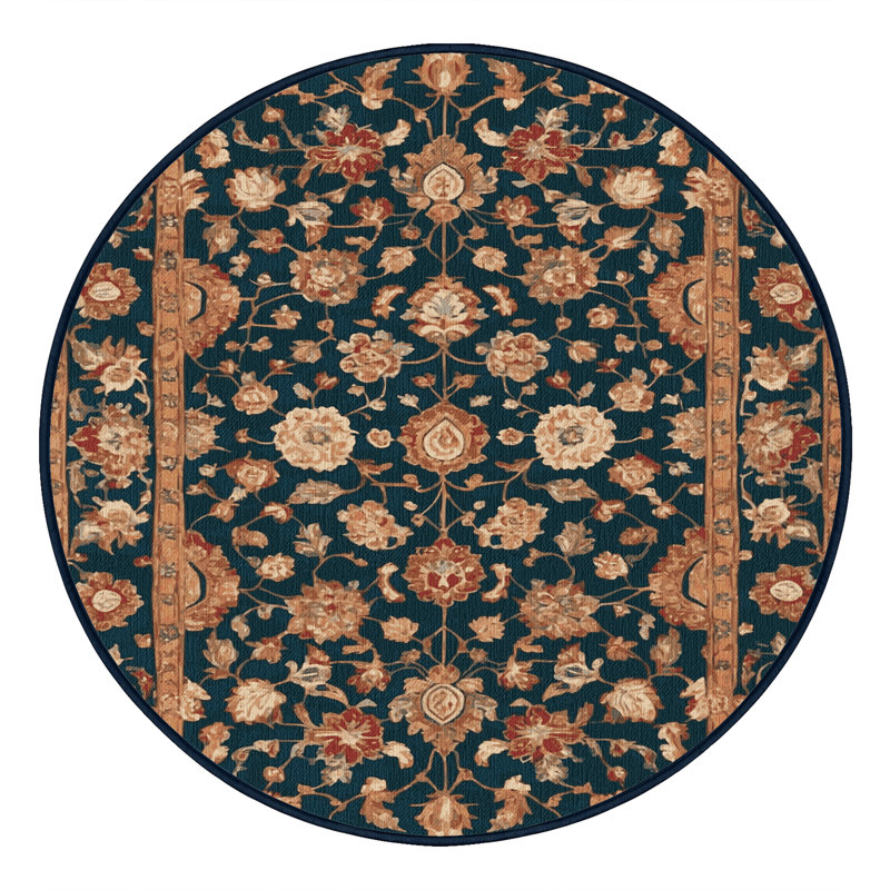 Machine Washable Persian Gray Area Rug, Round 3'