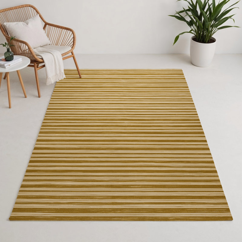 Tapis intérieur / extérieur brun HorizontalStripes, Rectangulaire 3 pi x 5 pi
