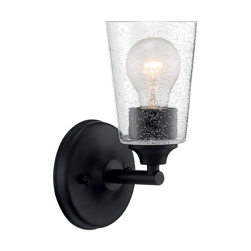 Applique murale de salle de bain 1 lumière Weccacoe, Noir mat