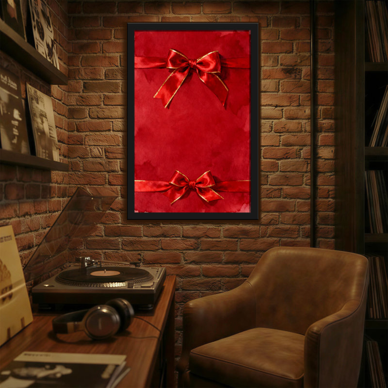 Fond de Noël en velours rouge avec des nœuds garnis d'or