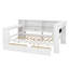 Lit plateforme double en bois avec tête de lit tapissier à DEL, tablettes de rangement, 2 tiroirs, chargement USB, couleurs ajustables et bureau intégré-1421901889-1421901903