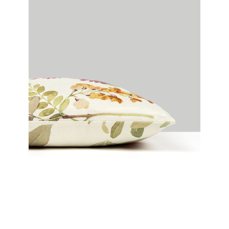 Sissinghurst Pillow, Purple/Green/Orange/Ivory Floral