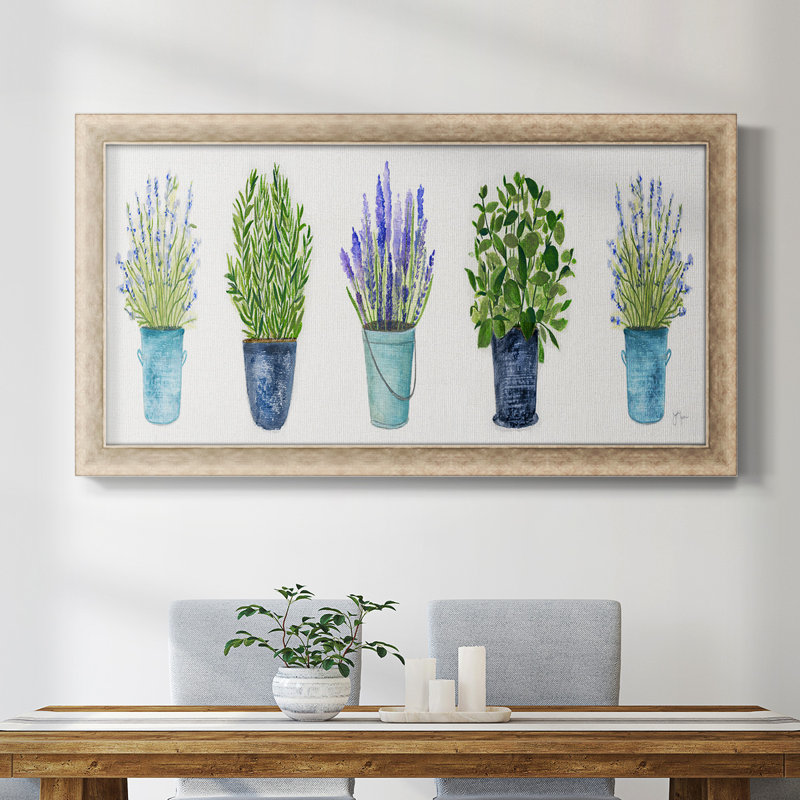 " Herbs In A Row ", 25" H x 45" W x 1.25" D, Brown Picture Frame