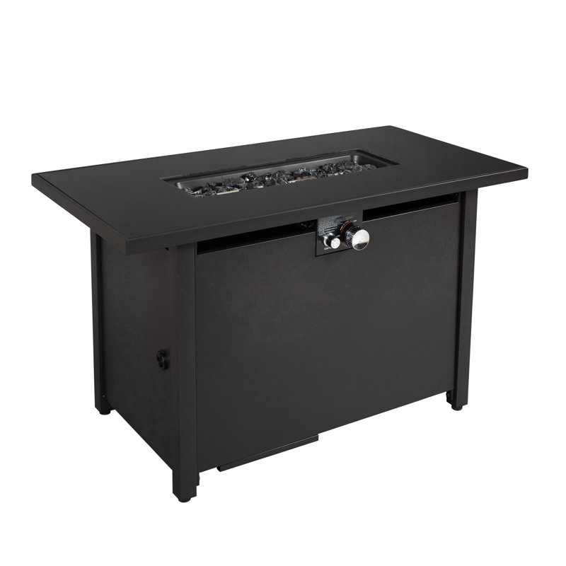 42" W X 25" H Outdoor Fire Pit, Steel, Black, 50000Btu Burning Power Black Heating Table, 50000Btu,