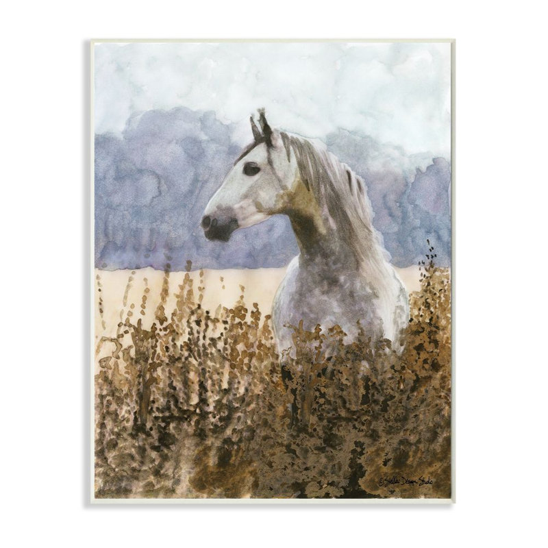 «Wild Horse in Tall Grass Side Portrait» par Stellar Design Studio - reproduction d'art, H 19 po x l 13 po x P 0,5 po