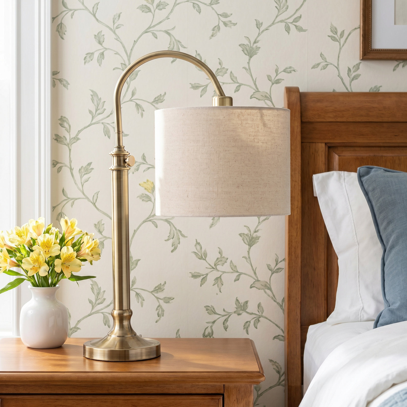 Slade Metal Arched Lamp, Antique Brass