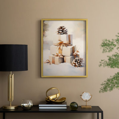 «Christmas Holiday Art», série 2-XCII, reproduction encadrée - bois massif