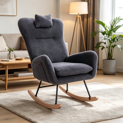 Chaise berçante en tissu Teddy
