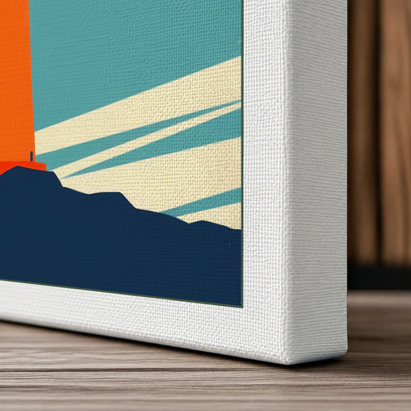 Lighthouse Beacon Art Deco - Wrapped Canvas, 30x20 - 76.2 x 50.8 cm, White Border