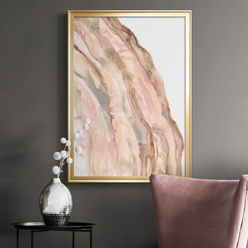 Rose Quartz I, toile encadrée de qualité supérieure - prête à être accrochée, H 42,5 po x l 30,5 po x P 1 po, Or