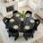 6 - Person Dining Table Sets With Round Table & 6 Upholstered Fabric Chairs-428127450-429212673