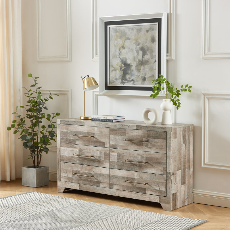 Nailsea 52.7'' W 6 - Drawer Dresser, Grey