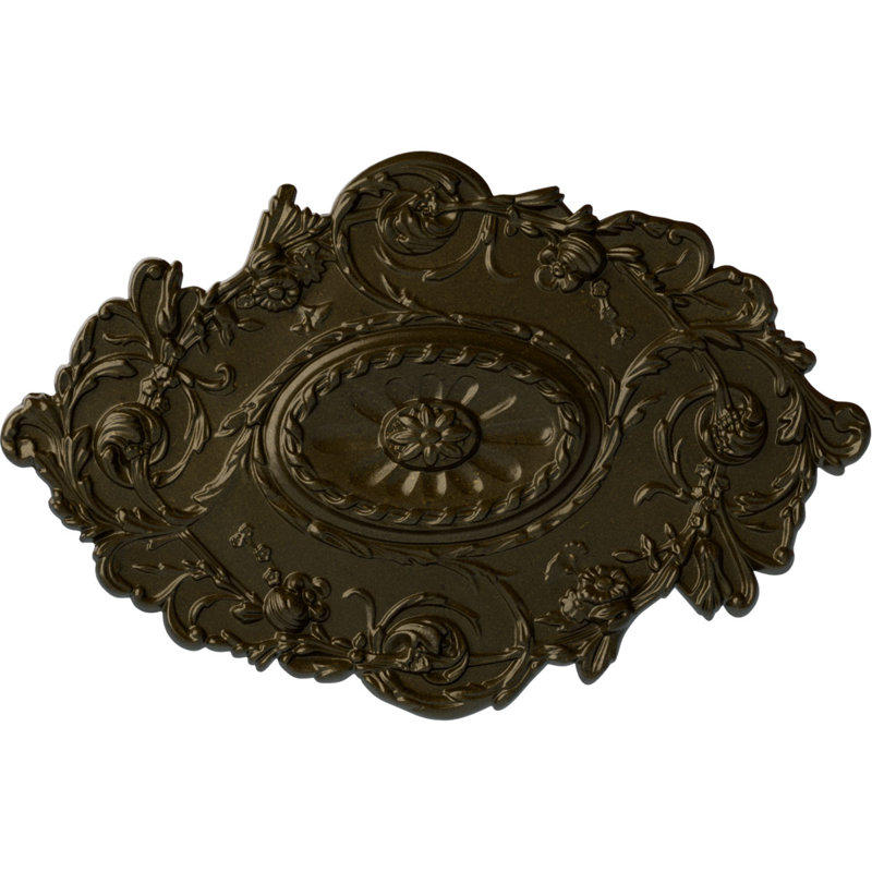 Médaillon de plafond octogonal à ressort Endurathane, diamètre extérieur de 1/8 po x P 2 1/4 po x P 1 1/8 po (convient aux auvents jusqu'à 3 po), fini craquelé vert athénien peint à la main