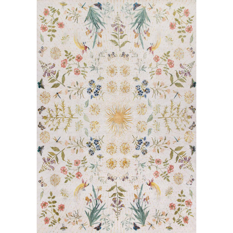 Classic Hand Knotted Floral Area Rug, Rectangle 10' x 14'