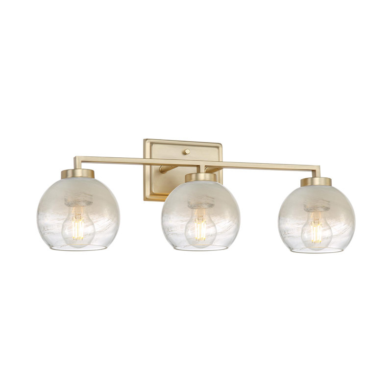 Ensemble de meuble-lavabo 3 lumières avec abat-jour albâtre Nella, Bronze champagne brossé