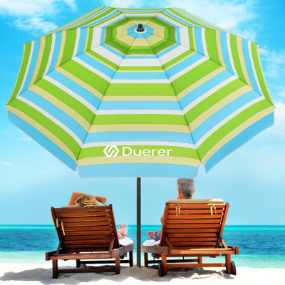 Beach Umbrella For Sand With Anchor Heavy Duty Windproof  Height Adjustable Tilt Iron Pole  Portable Beach Umbrella With Carrying Bag For Beach  Patio Garden Outdoor