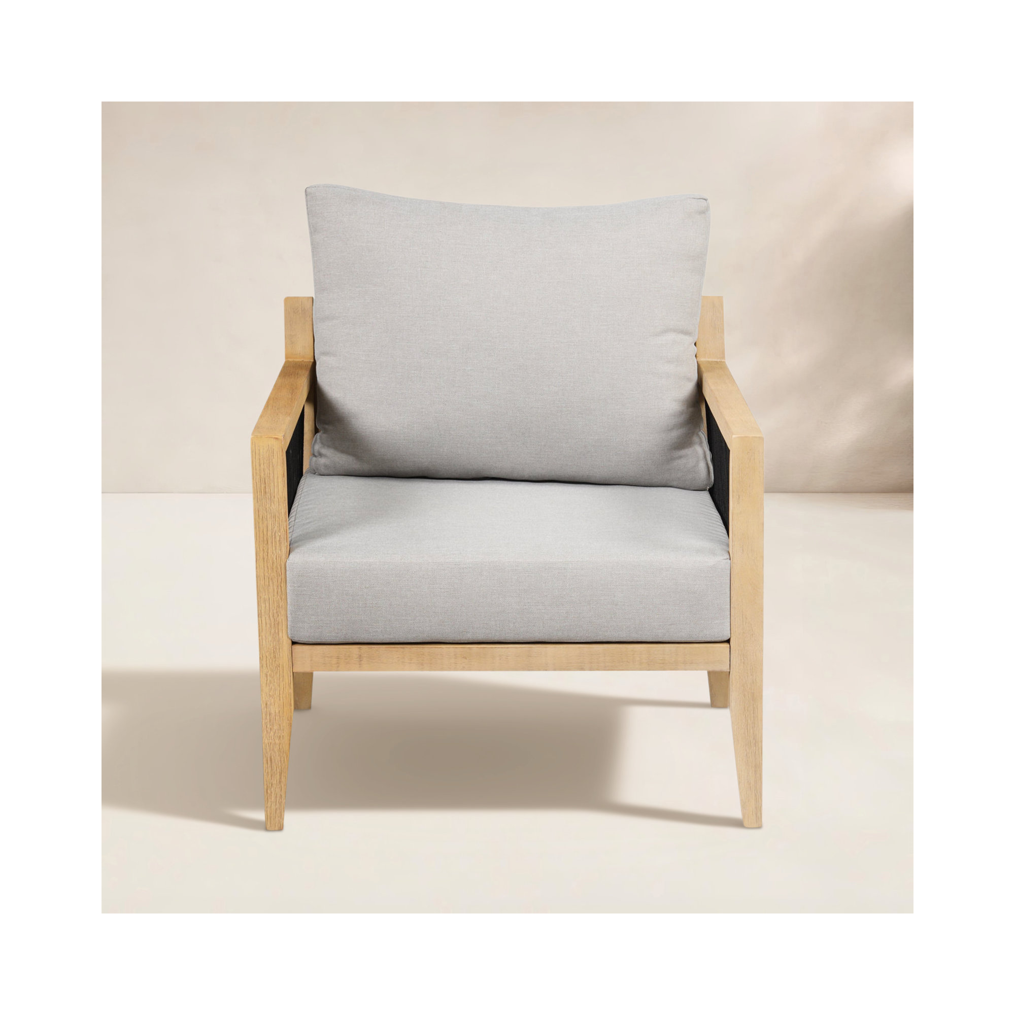 Rooney Outdoor Lounge Chair, Natural, Light Gray
