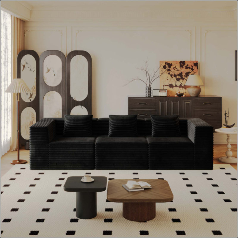 Canapé modulaire modulaire pour salon avec siège profond, canapé à compression, mousse à mémoire de forme haute densité, canapé rembourré désossé, sans assemblage (siège 3 *)