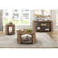 Table basse ronde avec plateau pivotant et tablette ouverte, bois massif brun classique, 39,5 W