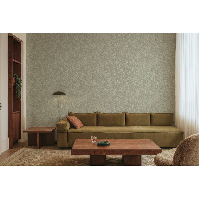 Florentine Vine - Thyme Green Wallpaper, Self-adhesive, Thyme Green
