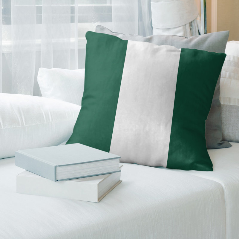 Striped Reversible Pillow Cover, 20" x 20", White/Red, Faux Suede