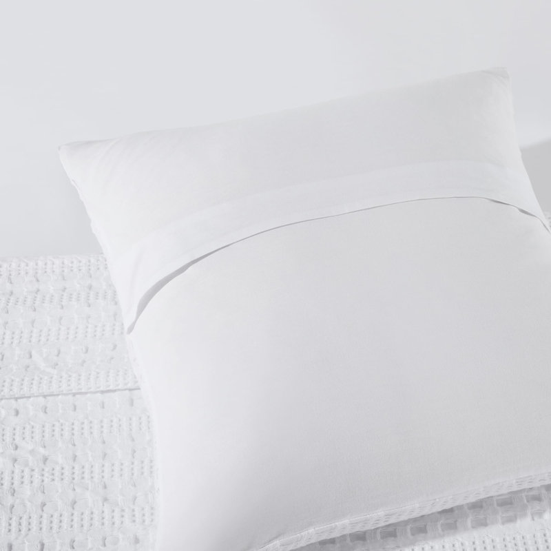 Ensemble de 2 taies décoratives standard en coton gris foncé Waffle Weave, Blanc, Européen