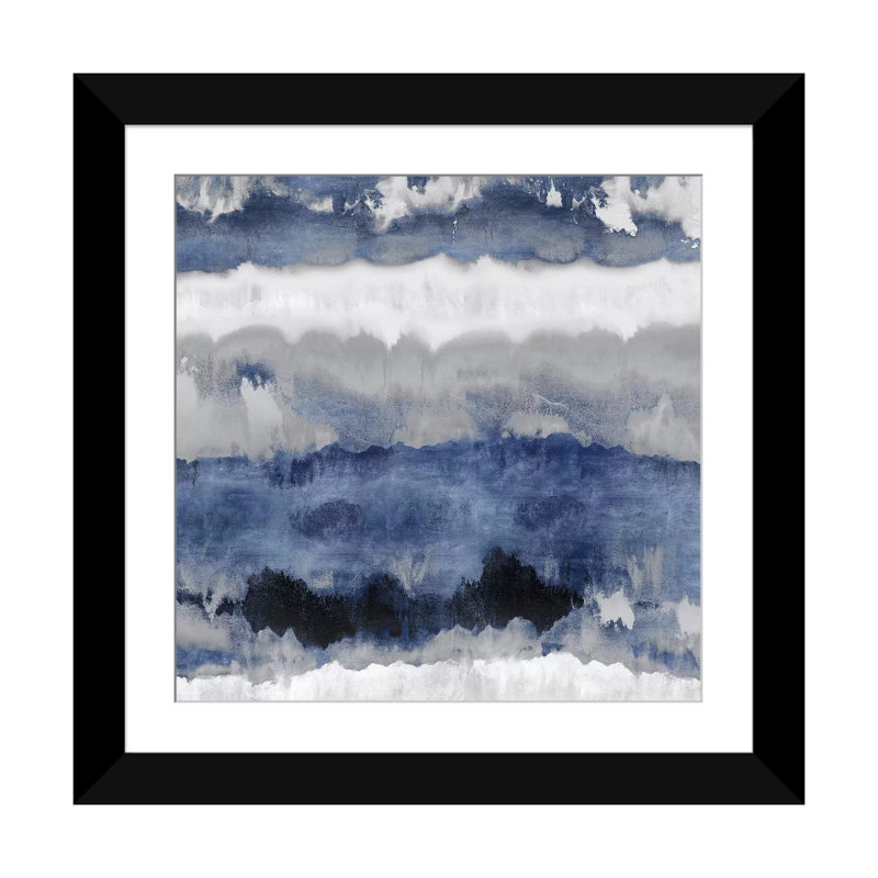 «Indigo Gradations» par Rachel Springer, reproduction sur toile tendue sur châssis, H 16 po x l 16 po x P 1 po, Blanc