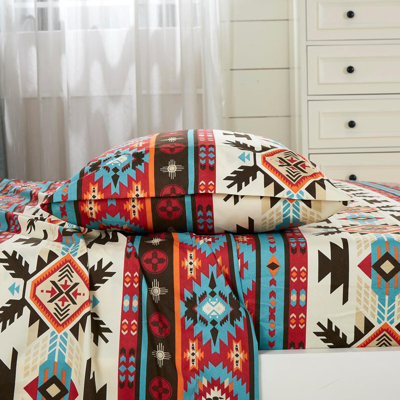 Southwestern Geometric Printed Microfiber Bed Sheet Set