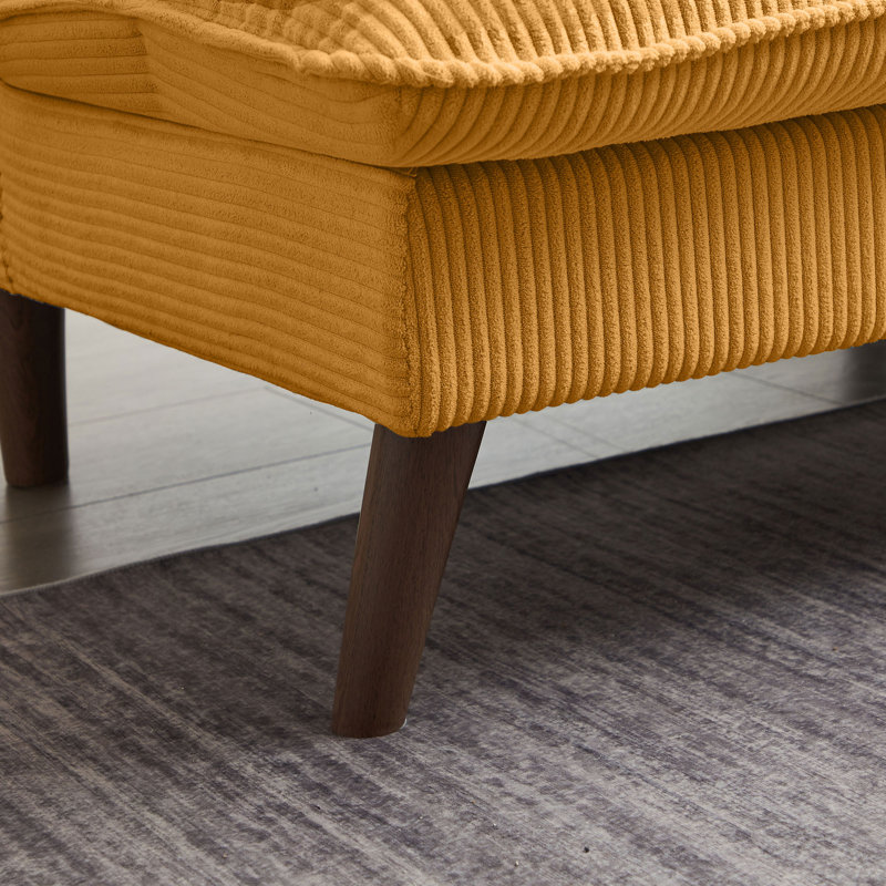 72.4" Cordury Soft Armless Futon Sofa Bed, Ginger Yellow Corduroy