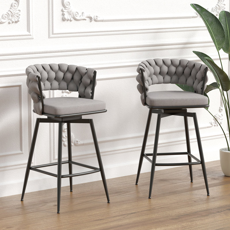 Ensemble de tabourets de bar 28 po en lin tissé avec tabourets de bar 28 po