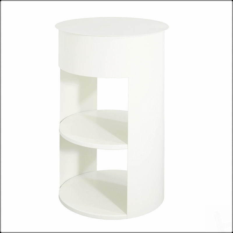 Table d'appoint ronde d'intérieur en métal à 3 niveaux avec porte coulissante pour espaces modernes et minimalistes