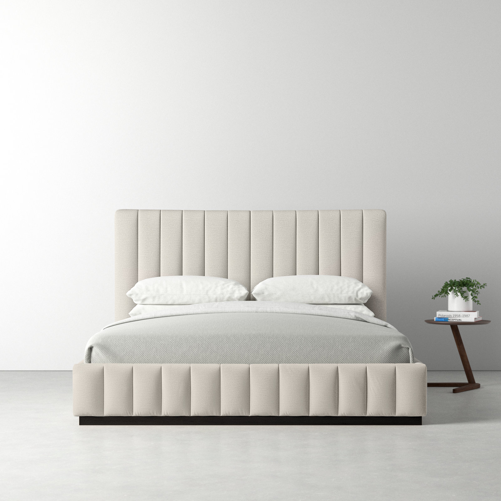 Codyn Upholstered Bed, Beige Linen Textured Fabric, King