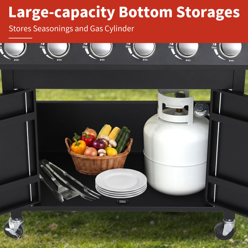 Barbecue au gaz propane à 6 brûleurs de 65 850 BTU avec brûleur latéral (version améliorée)
