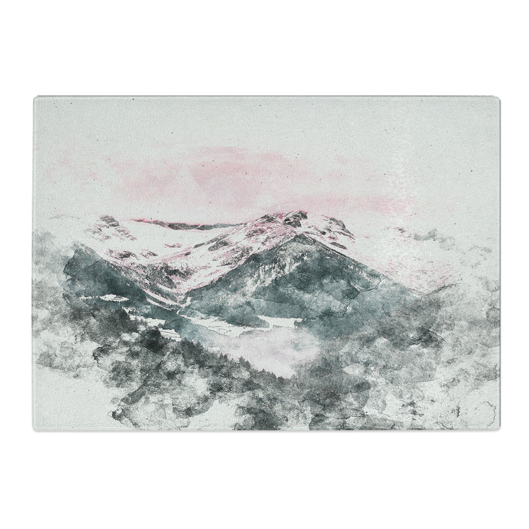 Tempered Glass Pink Sky over the Mountain Chopping Board