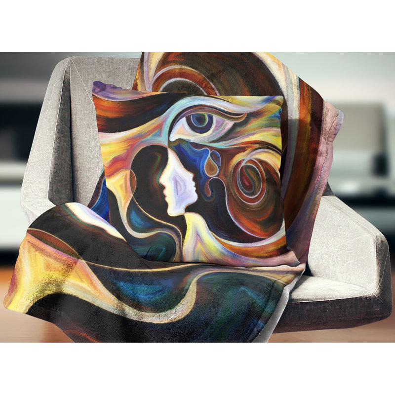  Coussin Abstract, 16 po x 1 po, Carré