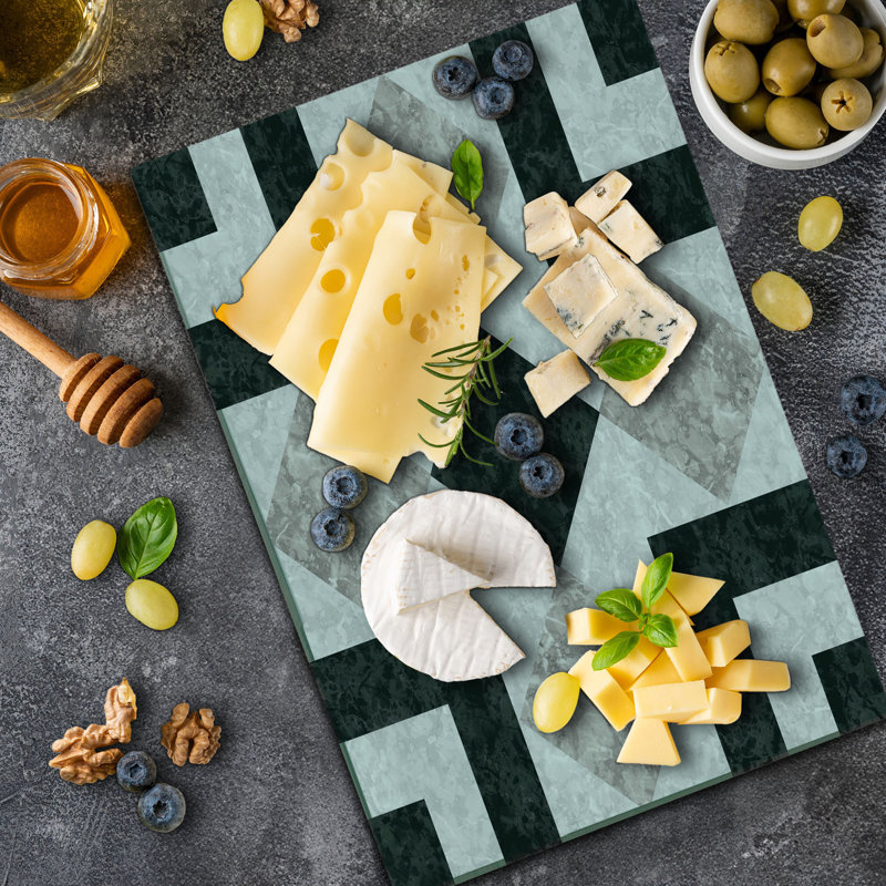 Ambesonne Marble Print Cutting Board Large Size Marble Effect Black Beige