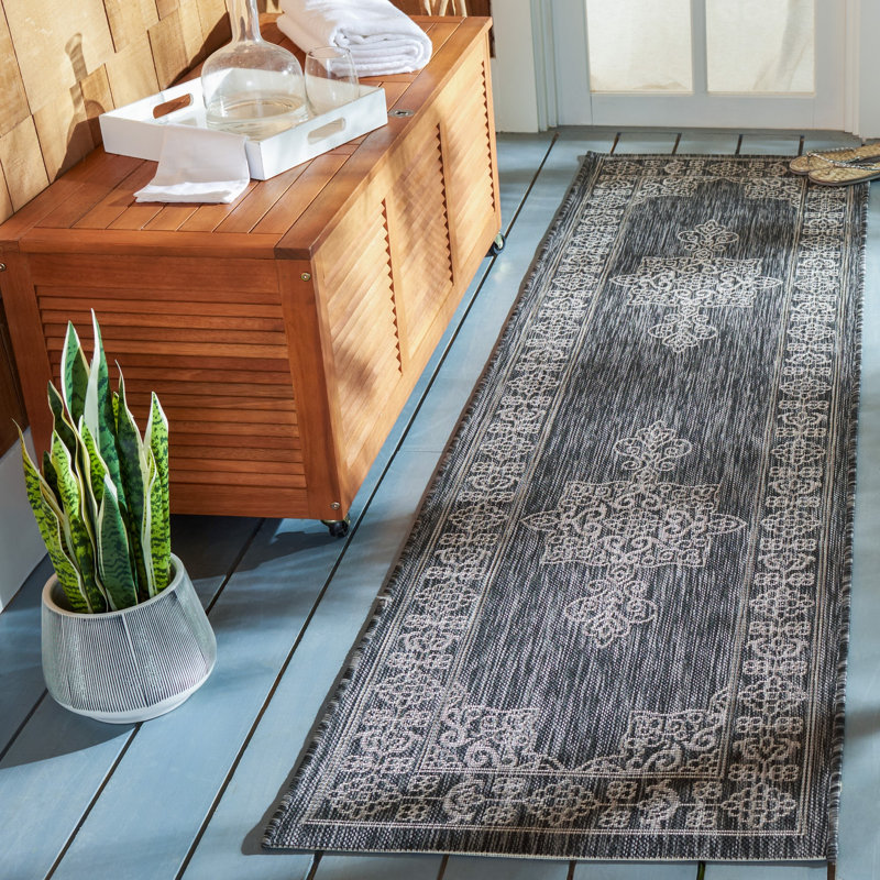 Arneshia Floral Brown/Tan Indoor/Outdoor Area Rug, Runner 2'3" x 8'