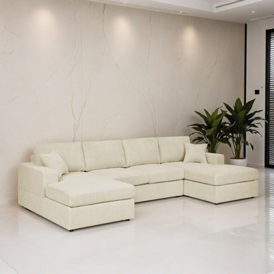 120.02" Upholstered U Shaped Sectional Sofa Couch with Chaise Lounge for Living Room