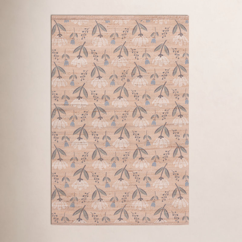 Hand-Woven Floral Jute Rug, 4'-0" X 6'-0" Rectangle
