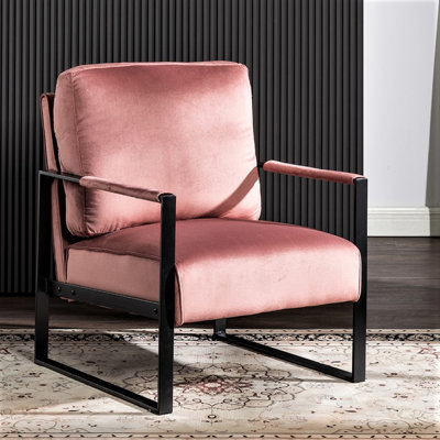 Chaise d'appoint Mid-Century moderne, structure carrée en métal durable, revêtement moelleux