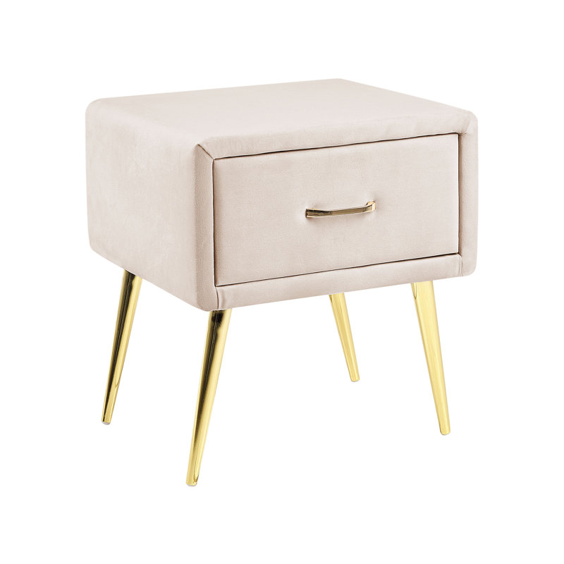 Flossie 46cm W Solid + Manufactured Wood Bedside Table, Beige