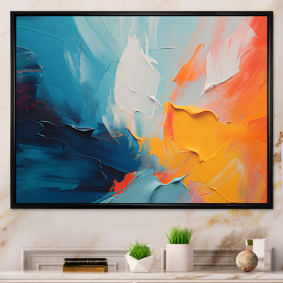 «Blue and Orange Paint Expression 4», art mural abstrait