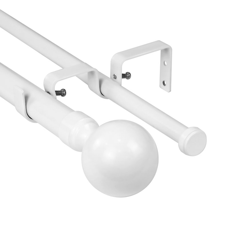 Tringle à rideaux double Braham, H 1 po x l 48 po x P 1 po, Blanc